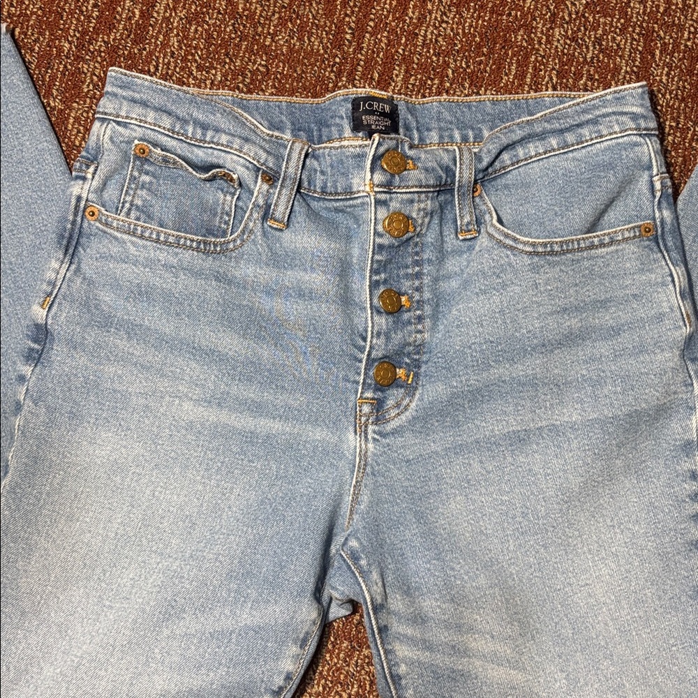 J crew button fly medium/ light wash straight cropped leg denim women’s 30 - Picture 4 of 16